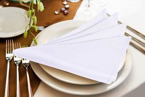 Servilletas de Tela Blancas Modernas para Boda, 100% Poliéster, Impermeables, Resistentes al Aceite, Hechas a Mano, Impresas, con Bordes Cosidos, Personalizables - Product Image 2