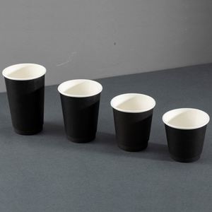 Gobelet à café jetable à double paroi épaissi, tout noir, de 90 mm de diamètre, pour boissons chaudes, anti-brûlure et anti-fuite - Product Image 4