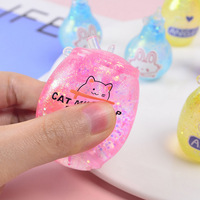 Mini jouet sensoriel anti-stress en caoutchouc souple avec poudre dorée, forme de tasse de thé au lait Kawaii