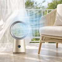 Ventilateur silencieux intelligent 2-en-1 : ventilateur de bureau sans pales, ventilateur tour oscillant, purificateur d'air, moteur sans balais, compatible Tuya – Idéal pour l'été