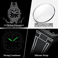 POEDAGAR 608 Montre Homme Tendance Créative Étanche Lumineuse Date Jour Bracelet Silicone Unique Quartz Montre-Bracelet Masculine Reloj