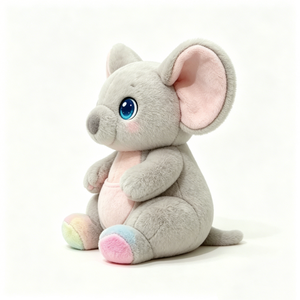 Peluche de ratón gris personalizado, ratón de peluche, muñeco de ratón con orejas grandes, peluche de ratón de bolsillo en colores pastel. - Product Image 1