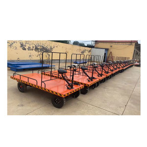 Four-Wheel Electric Flatbed <b>Trolley</b> Cart Cargo Push Transporter Work Platforms Truck - Product Image 1