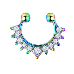 VKME Bijoux de <span class=keywords><strong>piercing</strong></span> pour le nez, Faux <span class=keywords><strong>anneau</strong></span> de nez en fer à cheval pour septum, Ensemble d'anneaux de nez magnétiques dorés sans perçage - Product Image 6