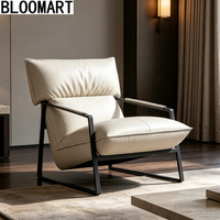 Fauteuil individuel de salon de haute qualité, semi-rembourré en cuir, avec structure métallique, fauteuil d'appoint