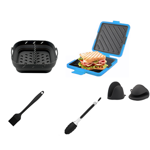 Kit de accesorios para freidora de aire, revestimientos de silicona, parrilla para hornear, juego de <span class=keywords><strong>pinchos</strong></span>, cesta, alfombrillas antiadherentes de repuesto, pergamino - Product Image 1
