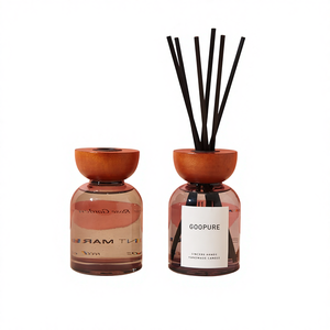 زجاجات عطر فارغة فاخرة مخصصة بالجملة، أسطوانية الشكل مع أغطية خشبية وزجاجية، مع غطاء لولبي محكم الإغلاق - Product Image 3