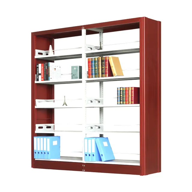 Librero Metal BookShelf Steel Shelving School Library Book Case Metal Materials Red Color Bookshelf Factory