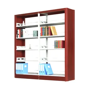 Estante metálica de livro, prateleira metálica de aço para livros, materiais de metal, cor vermelha, prateleira de estante, fábrica