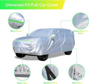Housse de voiture imperméable pour l'extérieur et l'intérieur, entièrement couvrante pour les SUV, protection contre la pluie, le soleil, la neige et la poussière avec fermeture éclair - Product Image 4