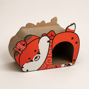 Casa Rascadora para Gatos en Forma de Zorro YAOYUE, Nido Rascador de Cartón Corrugado con Entrada Arqueada, 50x35x27 cm - Product Image 2