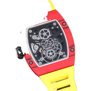 Montre squelette automatique de haute qualité pour homme, édition limitée 2025, bracelet en caoutchouc rouge, verre saphir, boîtier en carbone, tourbillon - Product Image 6