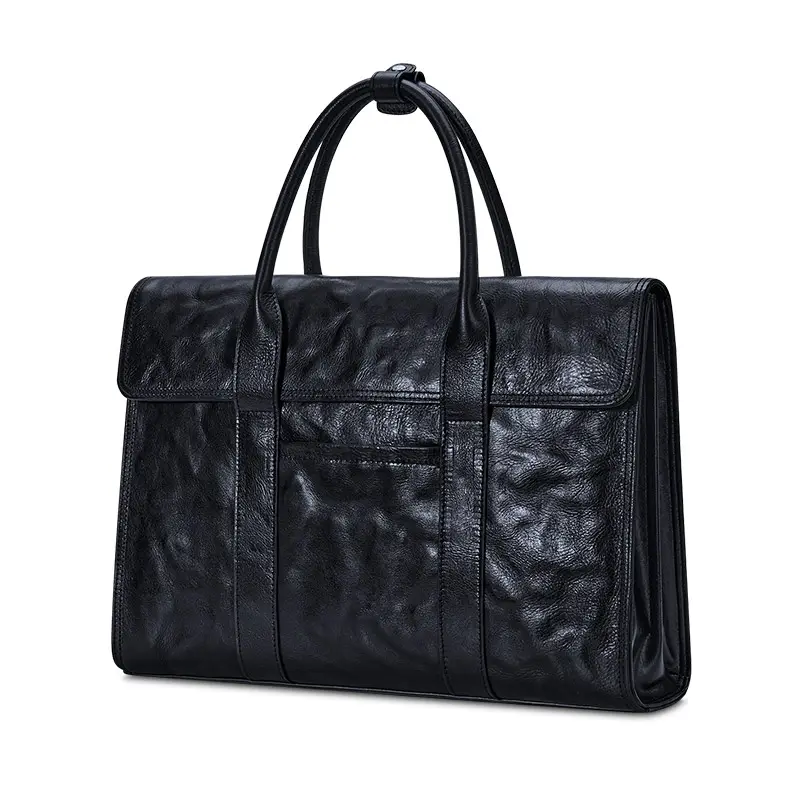 William POLO nueva marca negro vintage hombres maletín cuero negocios maletín piel de vaca bolso 15 pulgadas Portátil Bolsa