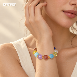 Bracelet extensible en perles de cristaux naturels mélangés avec larimar, améthyste et lapis-lazuli pour femmes, vente en gros de bijoux - Product Image 2