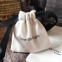 Sac personnalisé avec logo, coton recyclable, motif carré, fermeture à cordon, pochette à bijoux