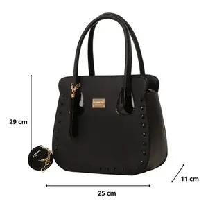Bolso de Mano Negro para Mujer Fana Alessia M3793, Diseño con Borlas de Microfibra y Cuero Sintético, para Uso Diario - Product Image 1