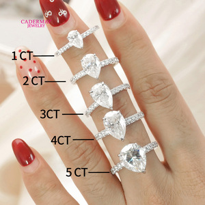 S925 Sterling <b>Silver</b> Moissanite <b>Ring</b> Pear Shape Pave Setting Engagement Jewelry For Women - Product Image 4