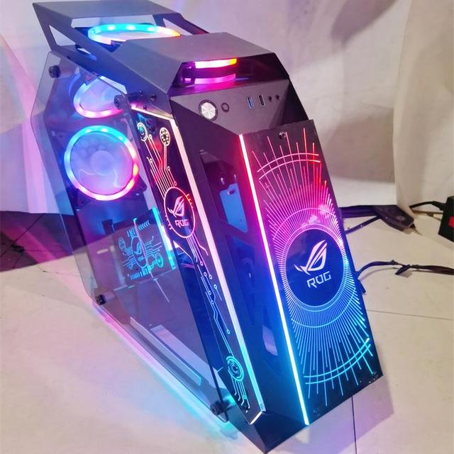 Mid Tower Coffee-Shaped Case Tempered Glass Side Panel Full Set Tempered Glass Side Transparency Gaming Internet Cafe Desktop