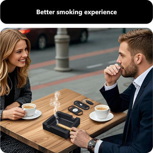 2025 Cendrier en céramique blanche rectangulaire avec logo personnalisé en grès cérame fait à la main pour hôtels et bureaux Plateau à cigares en bois portable - Product Image 4