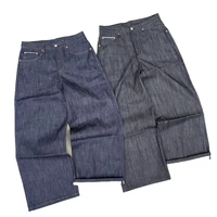 Vente en gros de jeans à lisière brute pour hommes coupe ample de haute qualité jambe large Vintage vieilli fermeture à boutons Streetwear Baggy Y2K décontracté