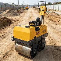 Mini-compacteur vibrant à double rouleau, poussé à la main, avec moteur Honda et pompe |   Revêtement routier en asphalte haute performance certifié CE, fabriqué en Chine