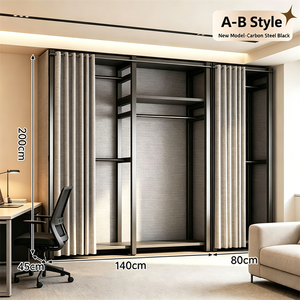 Porte-manteau autoportant moderne en acier personnalisable avec design stable et rideau anti-poussière pour la maison, le bureau et le salon - Product Image 4