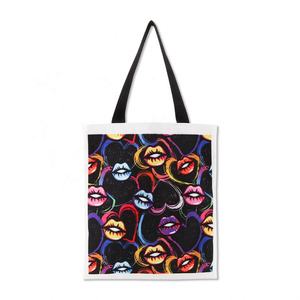 Conception personnalisée impression par sublimation sac pour femme tissu réutilisable 100% polyester toile coton shopping sacs fourre-tout - Product Image 5