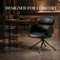Fauteuil pivotant moderne rembourré avec base en métal pour restaurant, hôtel, café, bar, bureau, mobilier commercial