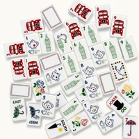 Mahjong de luxe moderne américain, thème Bus à deux étages de Londres, pour 4 joueurs, en acrylique blanc, avec motifs de ligne rouge et Dragon Gallois, Entertainment