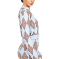 Ensemble de 2 pièces en maille pour femme : Pulls ajustés 100 % coton style preppy à manches longues et col en V, et jupe tricotée – Vente en gros personnalisée