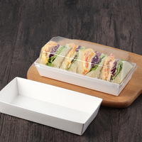 Boîtes à sandwich en papier de luxe naturel, boîtes à hamburger, boîtes à gâteaux tiramisu, boîtes à gâteaux aux haricots mungo avec couvercle transparent