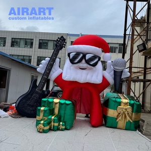 Túnel Inflable Navideño para Actividades en Bares y Discotecas de Kpop Live House, con Diseño de Santa Claus Cantante con Guitarra y Decoración de Caja de Regalo - Product Image 3