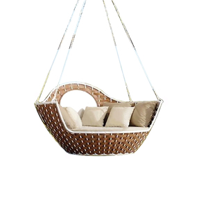 Lit de jardin rond en rotin, balançoire suspendue d'extérieur - Product Image 1
