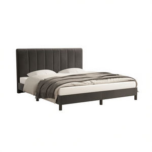 Cadre de lit king-size moderne en velours gris foncé capitonné, 76 x 79,9 pouces, sans matelas, design de lit moelleux - Product Image 1