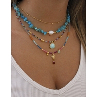Collar con Colgante de Piedras Preciosas Minimalista Irregular de 18k, Joyería de Piedras Naturales para Mujer