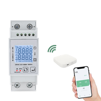 Compteur d'énergie intelligent monophasé 80A sur rail DIN avec écran LCD Zigbee, multi-tarifs, pour la mesure de la puissance et du kWh, voltmètre inclus