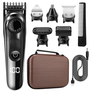Tondeuse à cheveux tout-en-un pour hommes kit de toilettage barbe rasoir électrique tondeuse pour le corps tondeuse à cheveux visage nez oreille lavable - Product Image 1