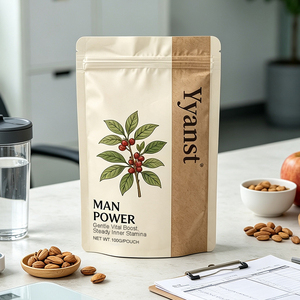 OEM Service Natural Herbal <b>Men</b> Vital Powder <b>Man</b> Power Coffee Gentle Stamina Boost 100g Eco Kraft <b>Pouch</b> Bulk Wholesale - Product Image 2