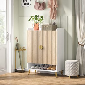 Meuble à chaussures moderne en bois SENYU avec étagère ouverte, organisateur de rangement autoportant pour entrée, design scandinave pour usage domestique - Product Image 5
