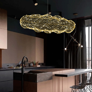Creative Wire Mesh Clouds shape Hotel Mall White Floating Cloud LED lampadari e lampade a sospensione - Product Image 5