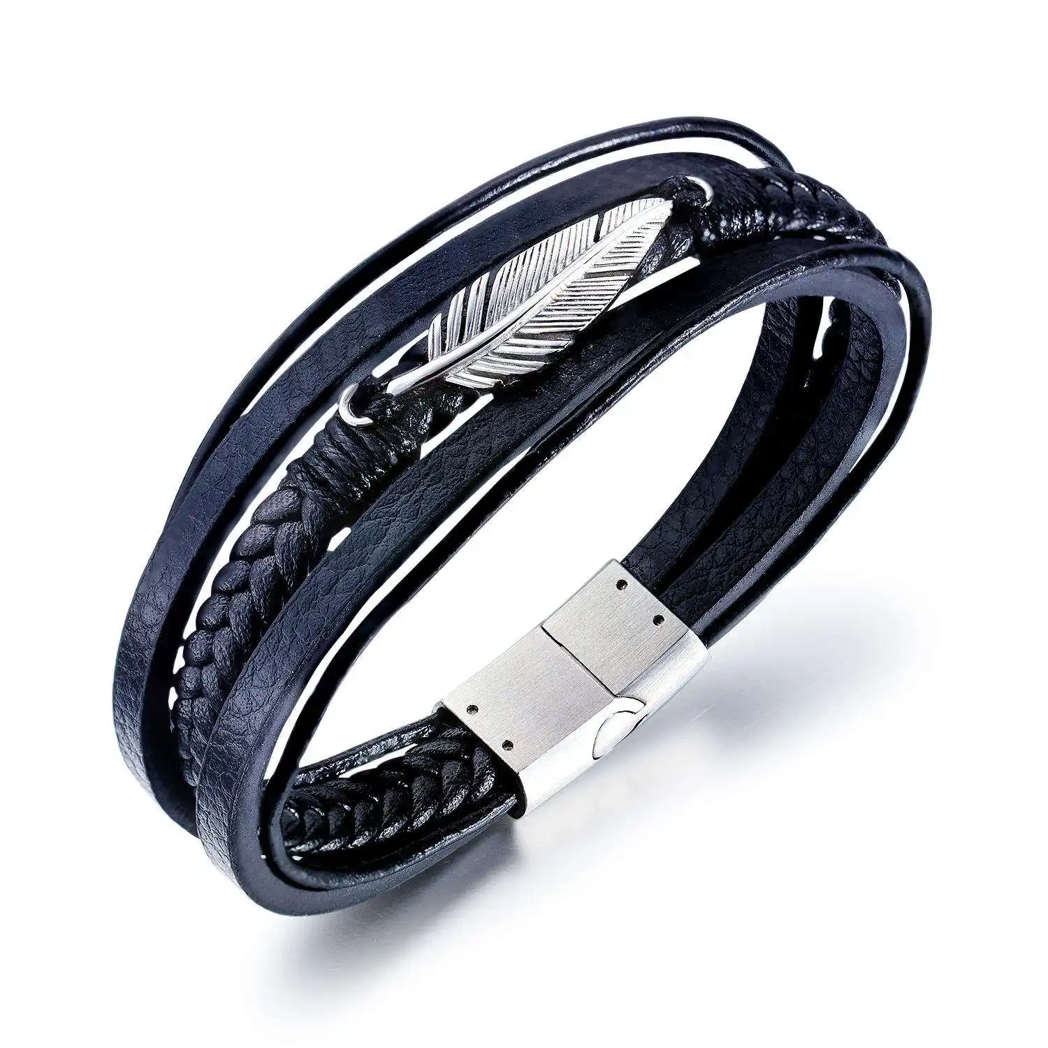 New special design Excellent Silver Plated Steel Hip Hop charm men bracelets bulk