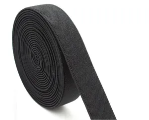 HONGYI 1.5-Inch Black Colored Double-Side Twill Woven Elastic Band Heavy Stretch Nylon Strap Sewing Webbing