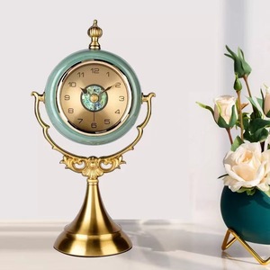 Retro Style Ceramic Table <b>Clock</b> Circular Gold Base Decorative Desktop <b>Clock</b> Home Ornament - Product Image 1