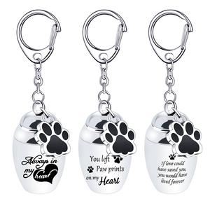 Argent étanche crémation urnes pour animaux <span class=keywords><strong>de</strong></span> compagnie porte-clés cylindre chat chien urne pour animaux <span class=keywords><strong>de</strong></span> compagnie cendres crémation souvenir mémorial cendres bijoux Pend - Product Image 1