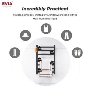EVIA Black Wall Mounted Electric <strong>Towel</strong> Warmer Heated <strong>Towel</strong> <strong>Rail</strong> for <strong>Bathroom</strong> - Product Image 2