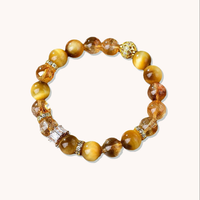 Croissance Confiance et Vitalité Oeil de Tigre Pierre Bijoux Citrine Naturelle 10MM Perles de Cristal Azeztulite Bracelets de Guérison Unisexe