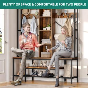 Granja <span class=keywords><strong>entrada</strong></span> pasillo árbol Banco zapato almacenamiento <span class=keywords><strong>entrada</strong></span> sala de estar dormitorio rústico marrón <span class=keywords><strong>perchero</strong></span> - Product Image 2