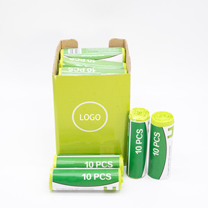 Packaging En13432 Bioplastic Cornstarch Made Bio Waste Bin Liners Trash Epi Biodegradable Refuse Bag WITH HANDLE T-SHIRT BIN BAG
