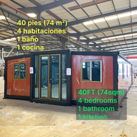 Maison préfabriquée mobile de 40 pieds, 4 chambres, maison conteneur pliable et extensible, villa préfabriquée de luxe