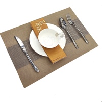 Set de table et sous-verre réutilisables en PVC tissé, résistants à la chaleur, imperméables et anti-huile, de haute qualité